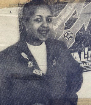 Poly Styrene with shaved backstage at the 1978 Anti Nazi Rally (DC Collection)